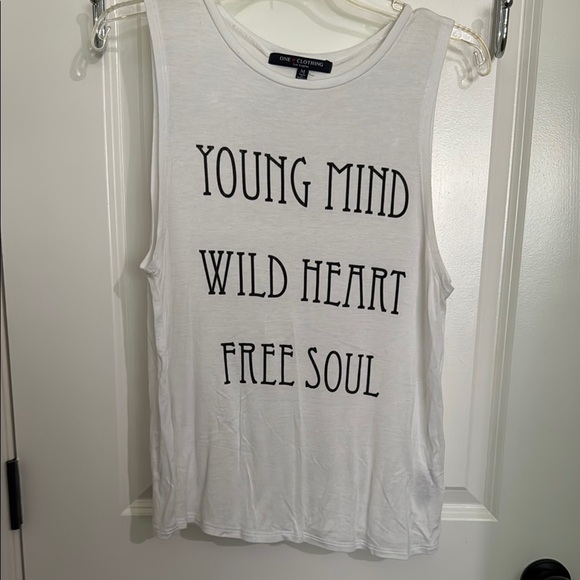 one clothing Tops - One Clothing White Graphic Tank Top